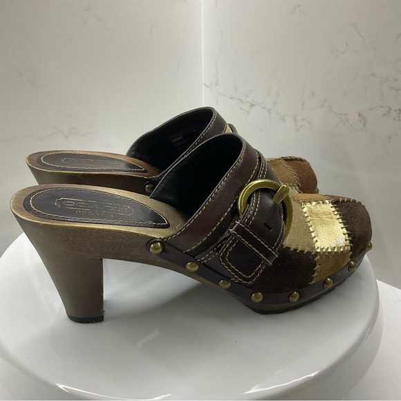 Coach Sebrina leather/suede patchwork mule heels Size 7.5 - Picture 5 of 9